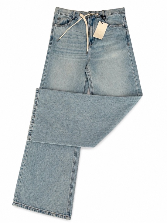 Zara Denim - Zara ZW Drawstring Relaxed Leg Full Length Jeans NWT Light Wash Size 2
